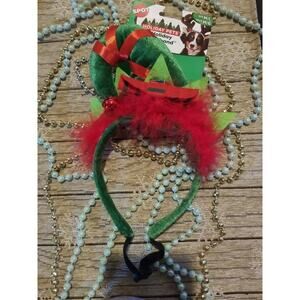Spot Holiday Pets Christmas Green Elf Pet Dog Headband Apparel M/L